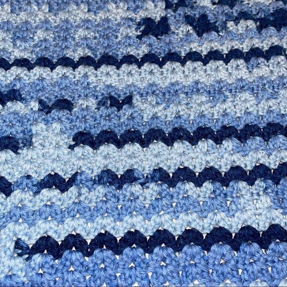 Shades of Blue Handmade Crochet‎ Baby Blanket - Baby boy - Picture 5 of 5